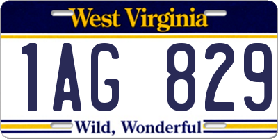 WV license plate 1AG829