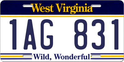 WV license plate 1AG831