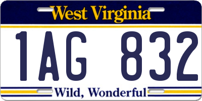 WV license plate 1AG832