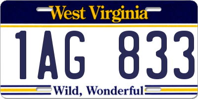 WV license plate 1AG833