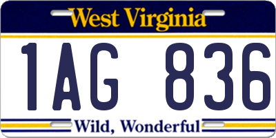 WV license plate 1AG836