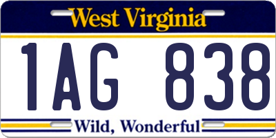 WV license plate 1AG838