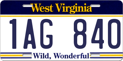 WV license plate 1AG840