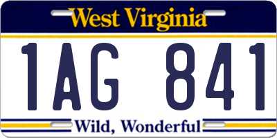 WV license plate 1AG841