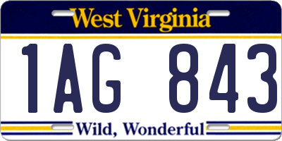 WV license plate 1AG843