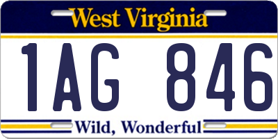 WV license plate 1AG846