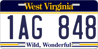 WV license plate 1AG848