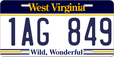 WV license plate 1AG849