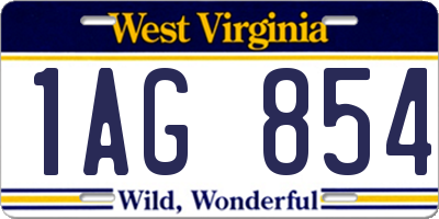 WV license plate 1AG854