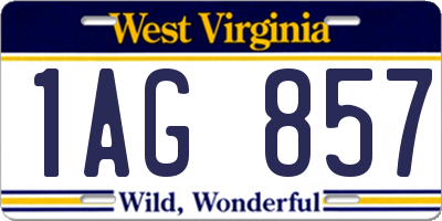 WV license plate 1AG857