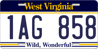 WV license plate 1AG858