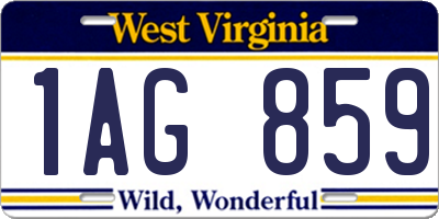 WV license plate 1AG859