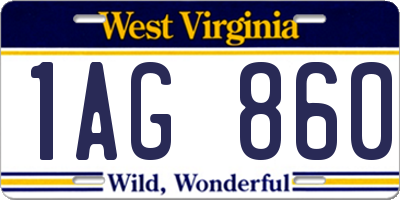 WV license plate 1AG860