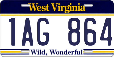 WV license plate 1AG864