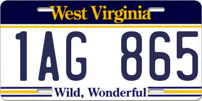 WV license plate 1AG865