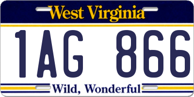 WV license plate 1AG866
