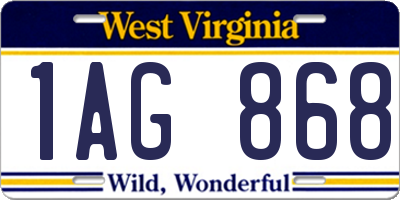 WV license plate 1AG868