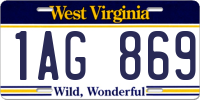 WV license plate 1AG869
