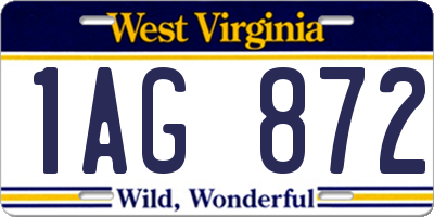 WV license plate 1AG872