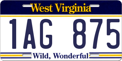 WV license plate 1AG875