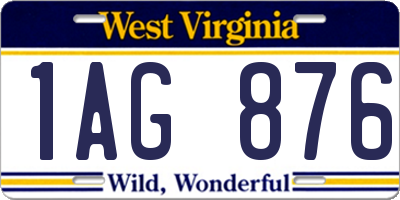 WV license plate 1AG876