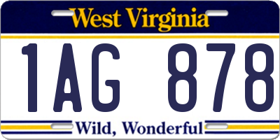 WV license plate 1AG878