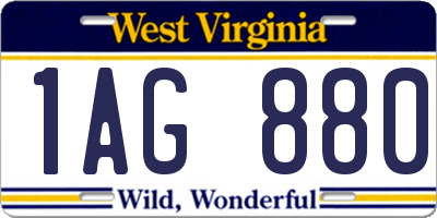 WV license plate 1AG880