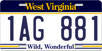 WV license plate 1AG881