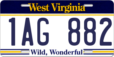 WV license plate 1AG882