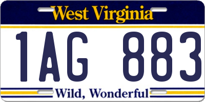 WV license plate 1AG883