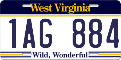 WV license plate 1AG884