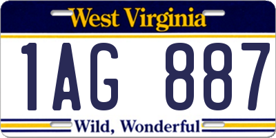 WV license plate 1AG887