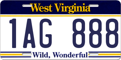 WV license plate 1AG888