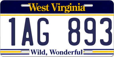 WV license plate 1AG893