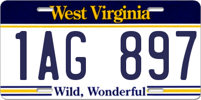 WV license plate 1AG897