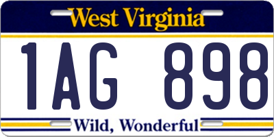 WV license plate 1AG898