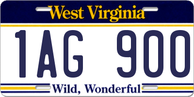 WV license plate 1AG900