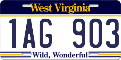 WV license plate 1AG903