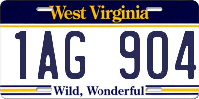 WV license plate 1AG904