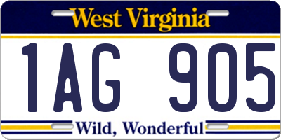 WV license plate 1AG905