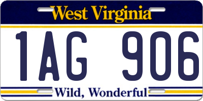 WV license plate 1AG906