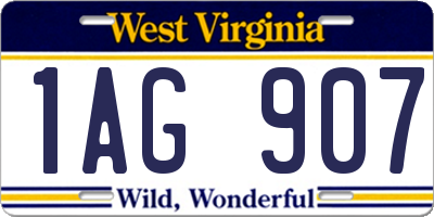 WV license plate 1AG907