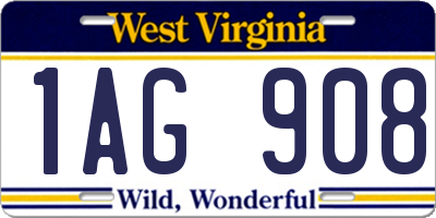 WV license plate 1AG908