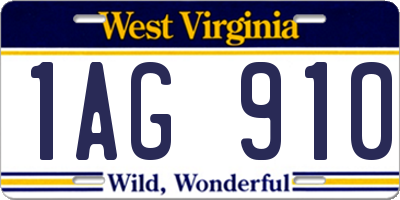 WV license plate 1AG910