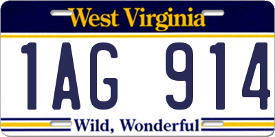 WV license plate 1AG914