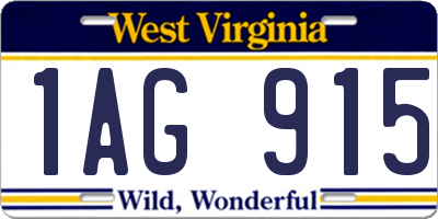 WV license plate 1AG915