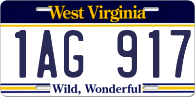 WV license plate 1AG917