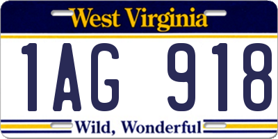 WV license plate 1AG918