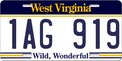 WV license plate 1AG919