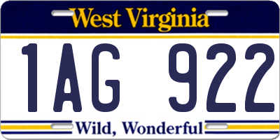 WV license plate 1AG922